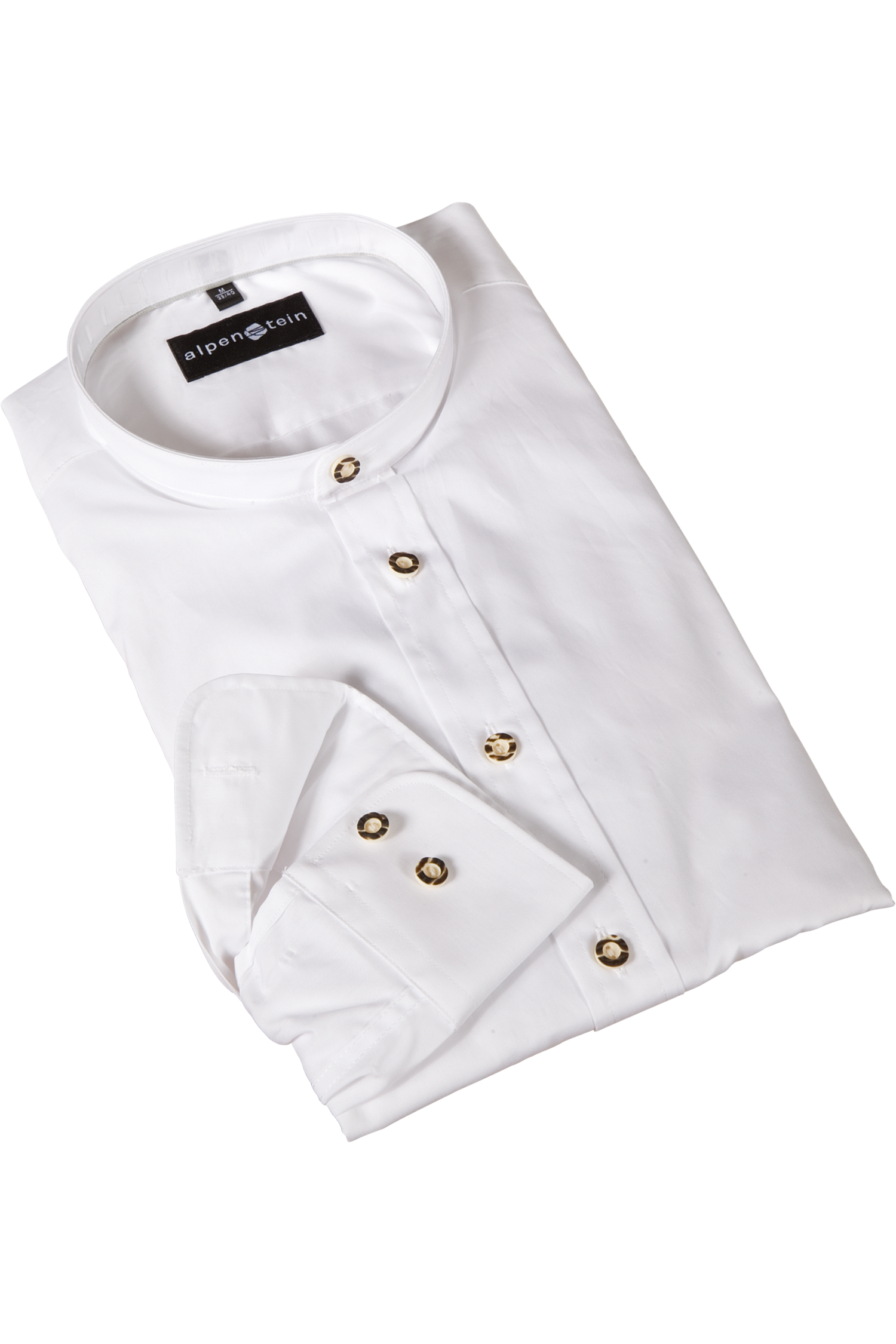 Trachtenhemd Wagner in weiß mit Stehkragen